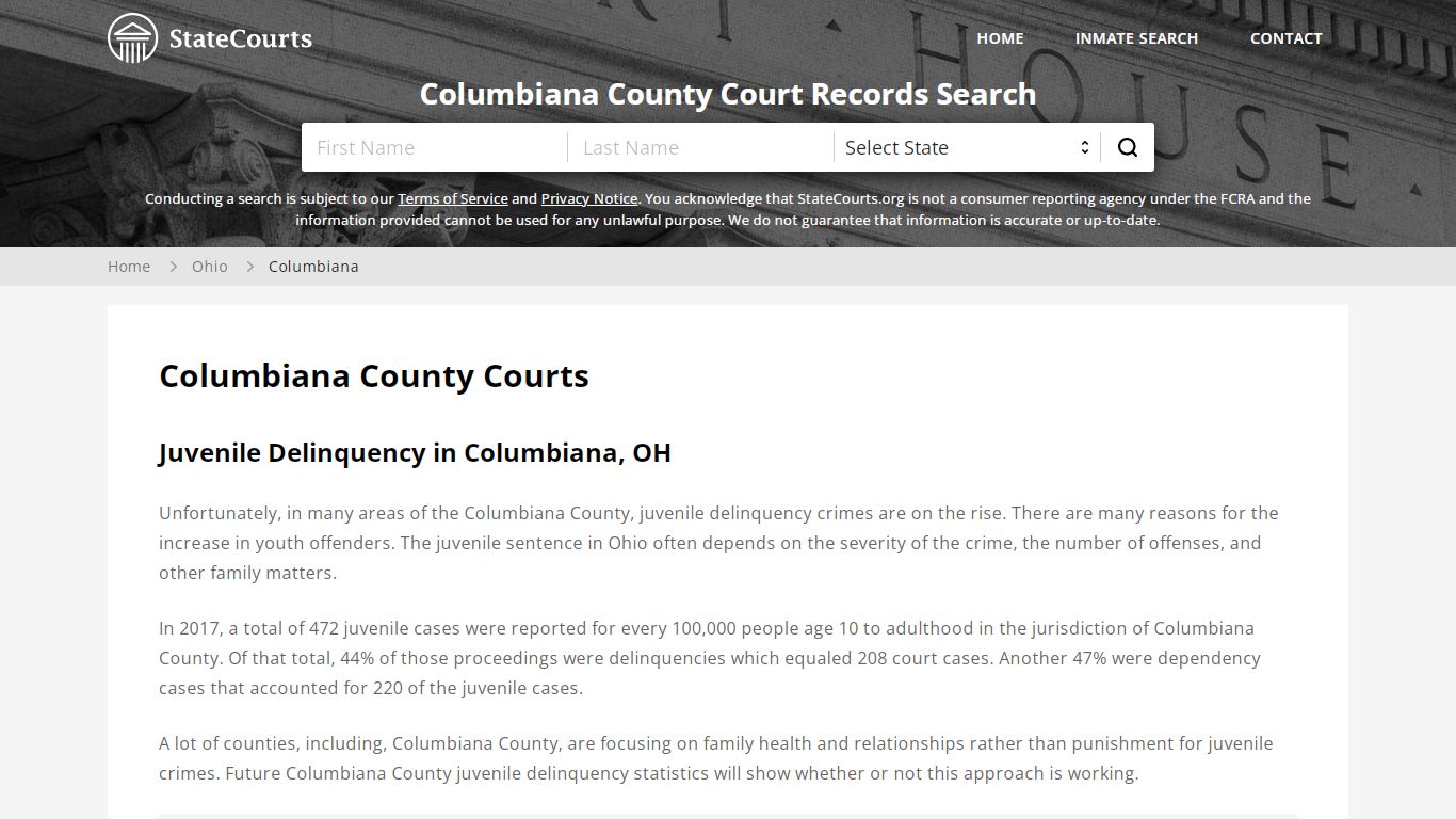 Columbiana County, OH Courts - Records & Cases - StateCourts