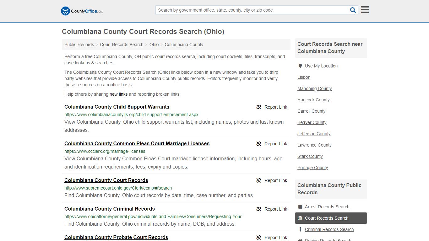 Court Records Search - Columbiana County, OH (Adoptions ...