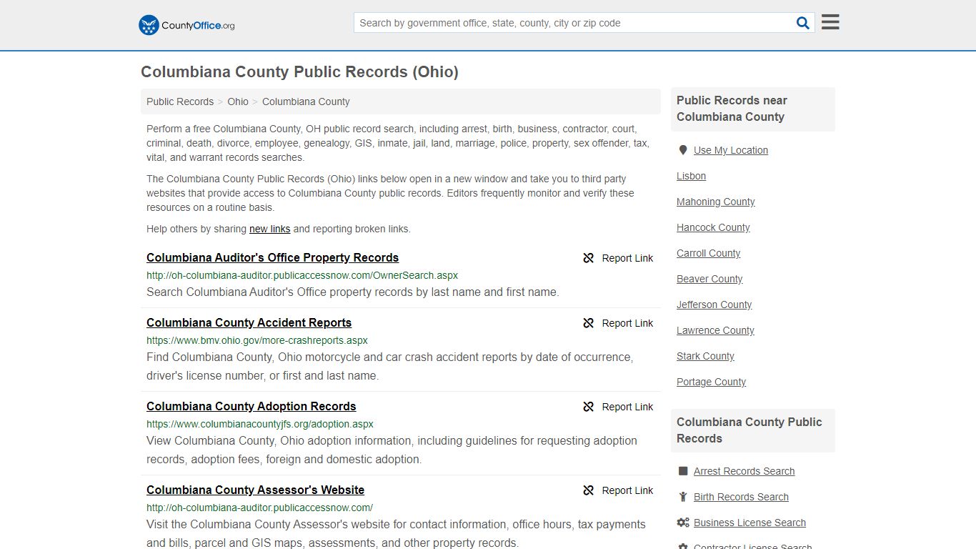 Public Records - Columbiana County, OH (Business, Criminal ...